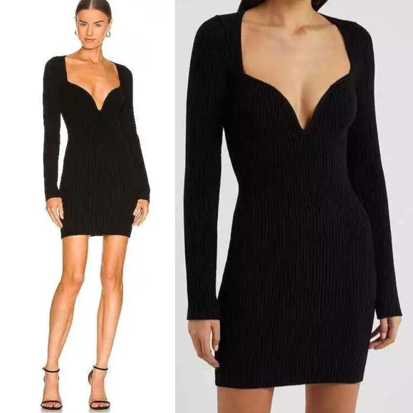 Gauge81 Mija Wool Blend Mini Dress In Black size X-Small XS BODYCON RIBBED - Picture 2 of 10
